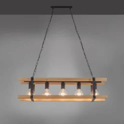 Suspension Leuchten Direkt EDITH Bois clair, 5 lumières