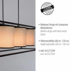 Suspension Leuchten Direkt RAVEN Noir, 4 lumières