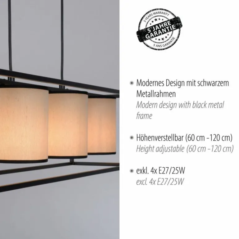 Suspension Leuchten Direkt RAVEN Noir, 4 lumières