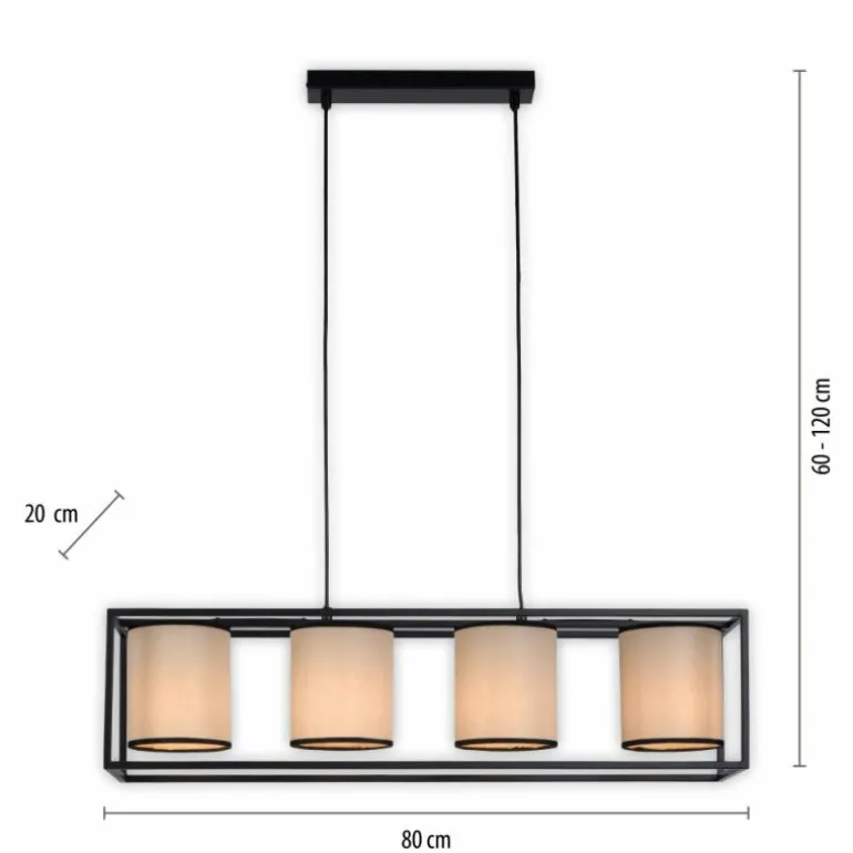 Suspension Leuchten Direkt RAVEN Noir, 4 lumières