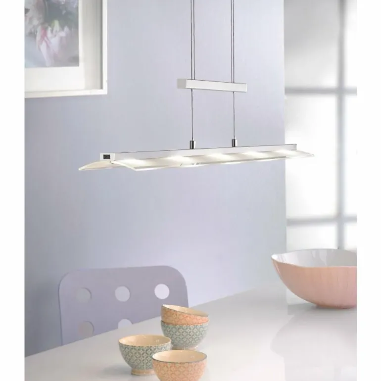 Suspension Leuchten-Direkt NELE LED Acier inoxydable, 5 lumières