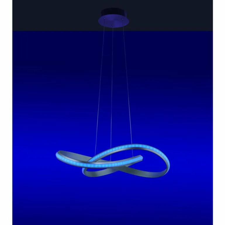 Suspension Leuchten-Direkt Ls-MELINDA LED Acier inoxydable, 1 lumière, Télécommandes, Changeur de couleurs