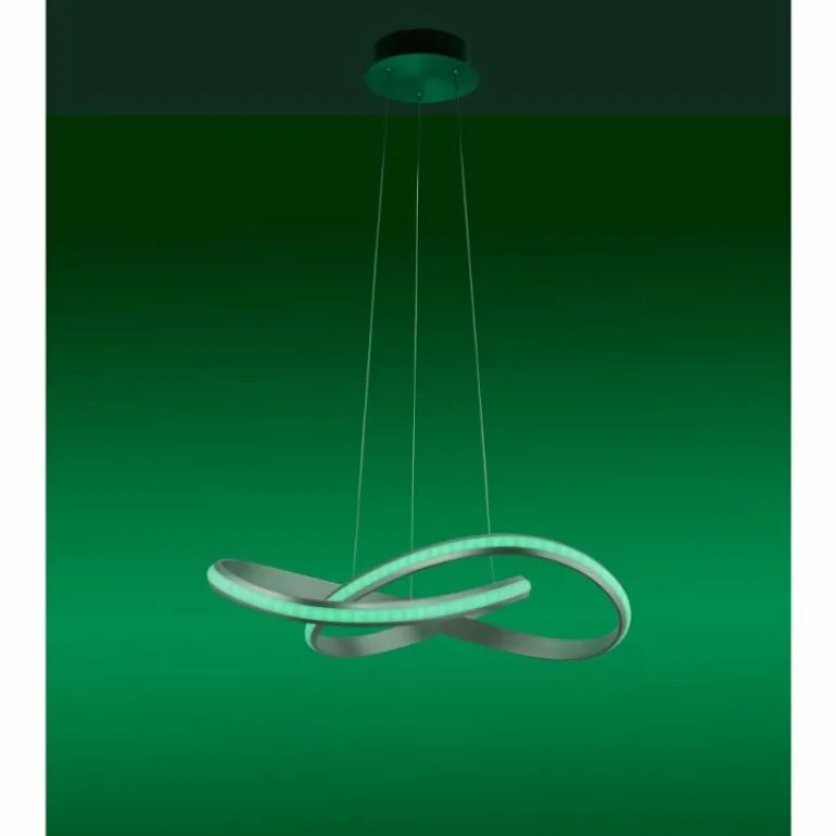 Suspension Leuchten-Direkt Ls-MELINDA LED Acier inoxydable, 1 lumière, Télécommandes, Changeur de couleurs