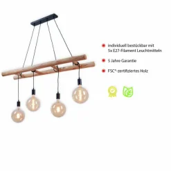 Suspension Leuchten-Direkt EDGAR Noir, 4 lumières