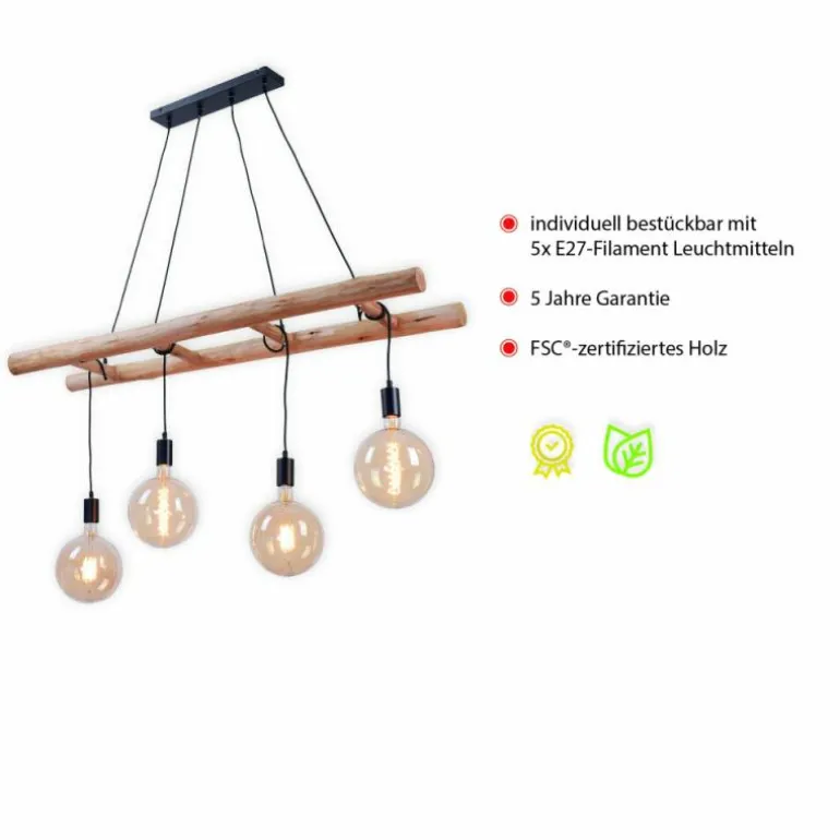 Suspension Leuchten-Direkt EDGAR Noir, 4 lumières