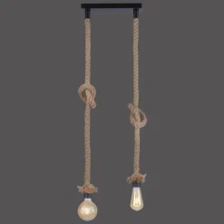 Suspension Leuchten-Direkt ROPE Brun, Noir, 2 lumières
