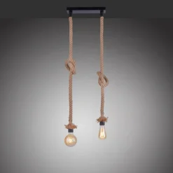 Suspension Leuchten-Direkt ROPE Brun, Noir, 2 lumières