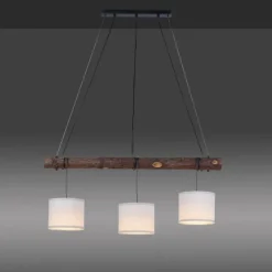 Suspension Leuchten-Direkt BARK Écru, Noir, 3 lumières