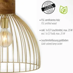 Suspension Leuchten-Direkt ALAMI Bois foncé, 1 lumière