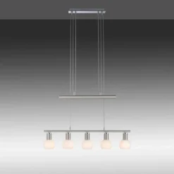 Suspension Leuchten-Direkt BENEDIKT Acier brossé, 5 lumières