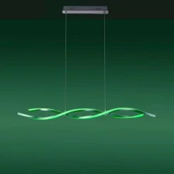 Suspension Leuchten-Direkt LOLAsmart-SWING LED Acier brossé, 2 lumières, Télécommandes, Changeur de couleurs