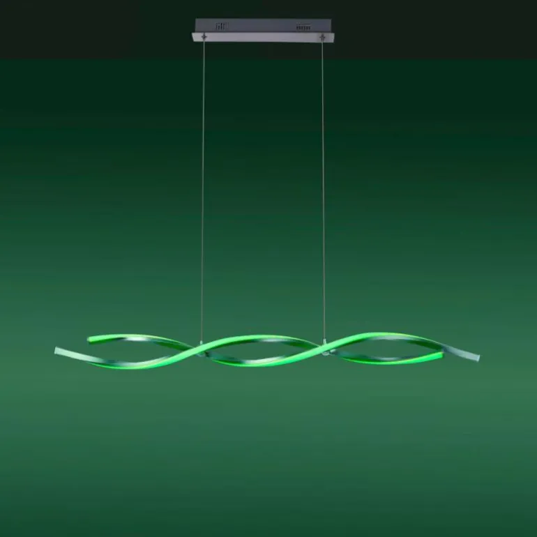 Suspension Leuchten-Direkt LOLAsmart-SWING LED Acier brossé, 2 lumières, Télécommandes, Changeur de couleurs