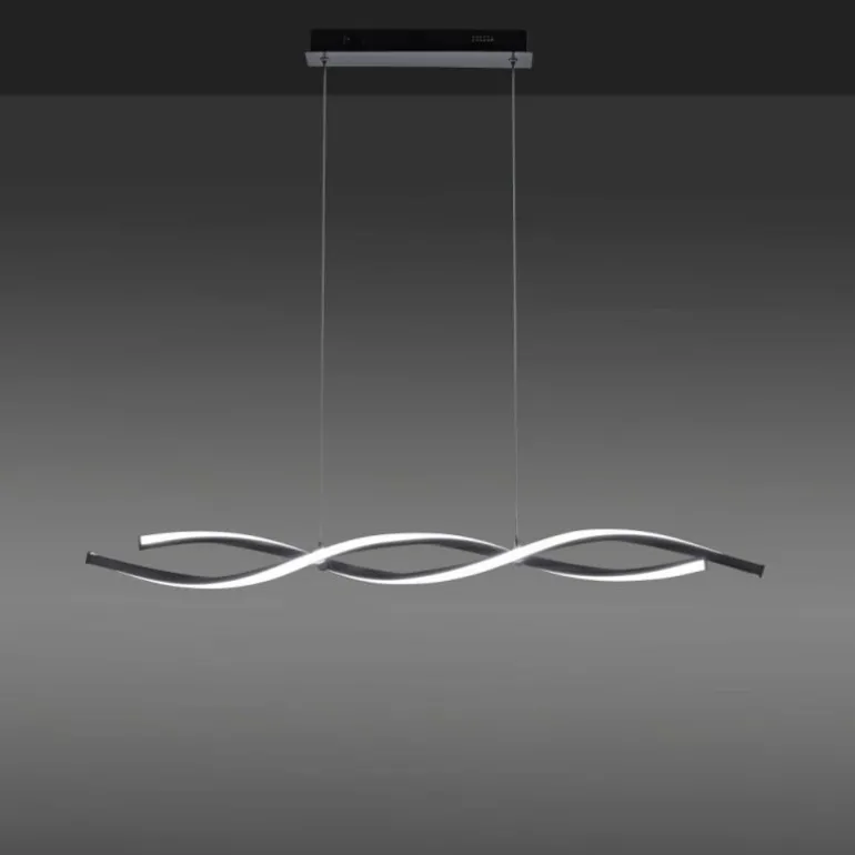 Suspension Leuchten-Direkt LOLAsmart-SWING LED Acier brossé, 2 lumières, Télécommandes, Changeur de couleurs