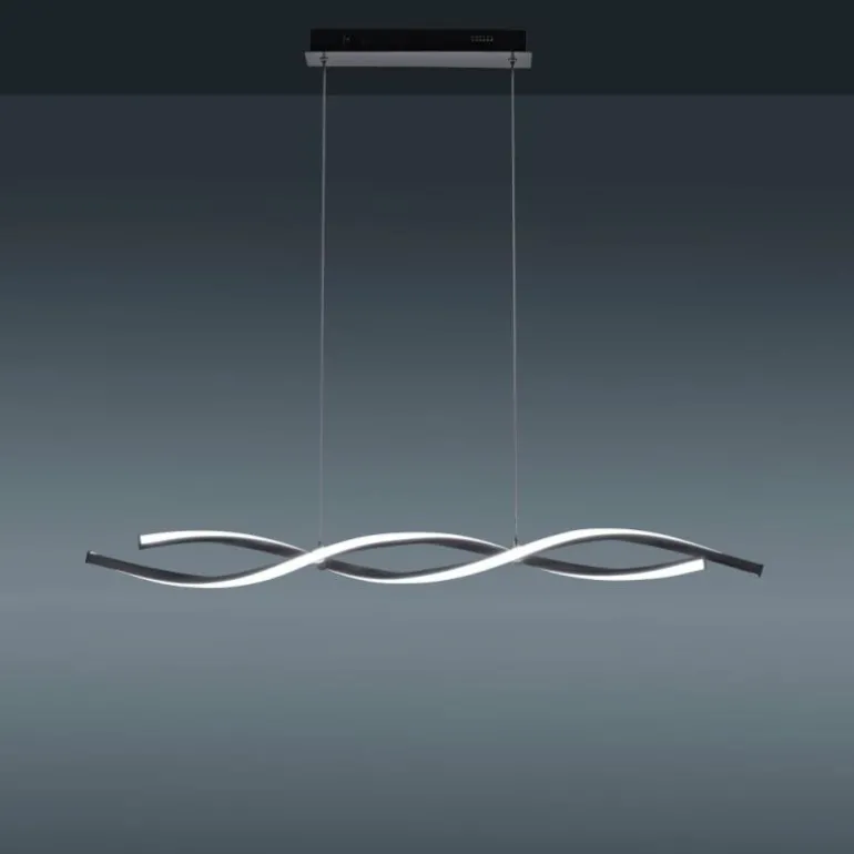 Suspension Leuchten-Direkt LOLAsmart-SWING LED Acier brossé, 2 lumières, Télécommandes, Changeur de couleurs