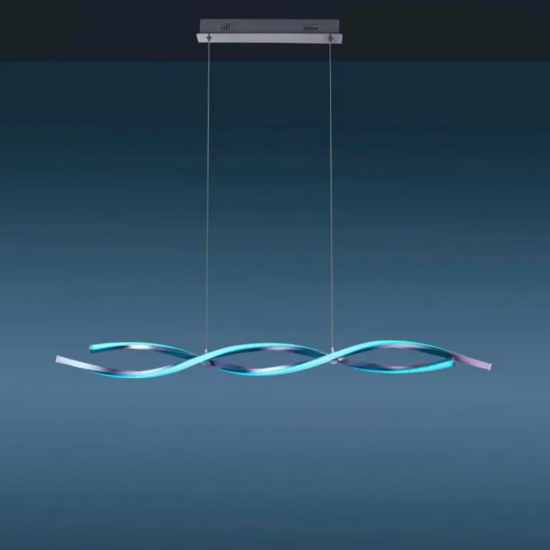 Suspension Leuchten-Direkt LOLAsmart-SWING LED Acier brossé, 2 lumières, Télécommandes, Changeur de couleurs