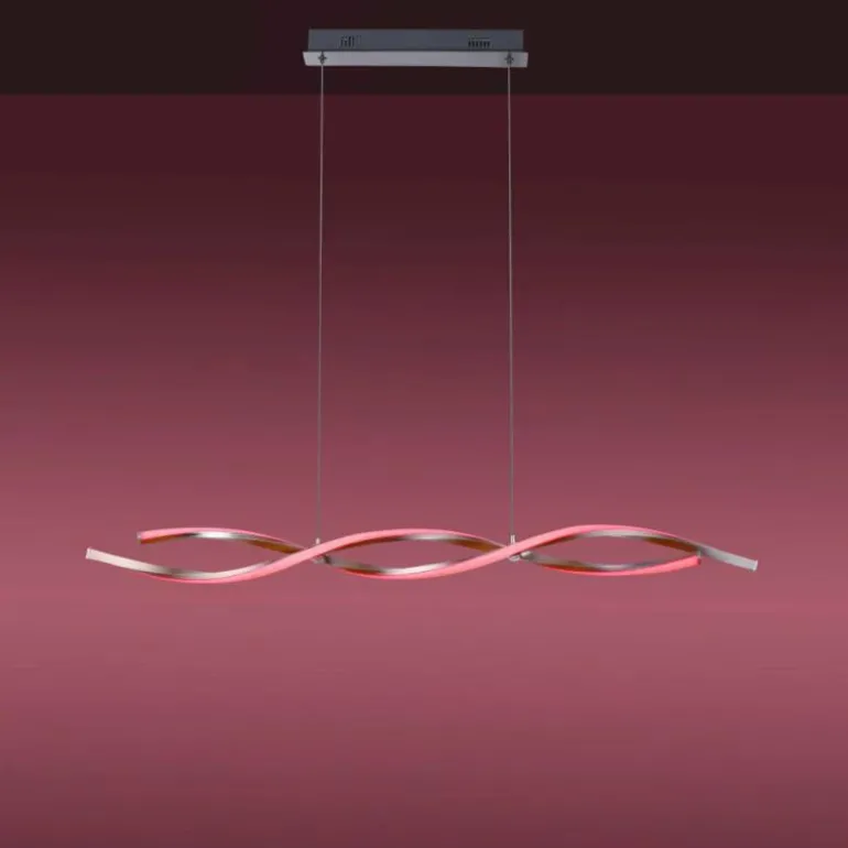 Suspension Leuchten-Direkt LOLAsmart-SWING LED Acier brossé, 2 lumières, Télécommandes, Changeur de couleurs