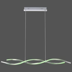 Suspension Leuchten-Direkt LOLAsmart-SWING LED Acier brossé, 2 lumières, Télécommandes, Changeur de couleurs