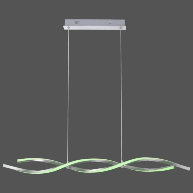 Suspension Leuchten-Direkt LOLAsmart-SWING LED Acier brossé, 2 lumières, Télécommandes, Changeur de couleurs