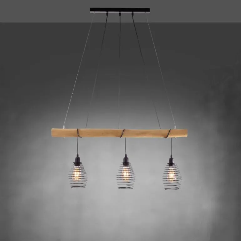 Suspension Leuchten-Direkt SPRING Écru, Noir, 3 lumières