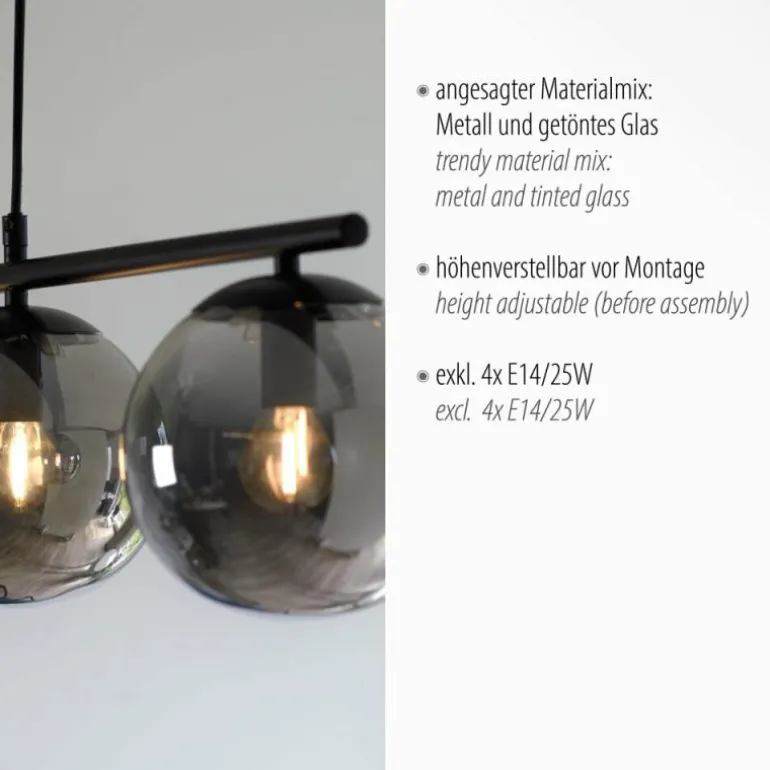 Suspension Leuchten-Direkt BIG WIDOW Noir, 4 lumières