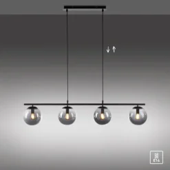 Suspension Leuchten-Direkt BIG WIDOW Noir, 4 lumières