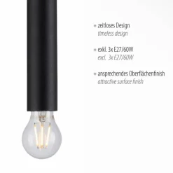 Suspension Leuchten-Direkt BRUNA Noir, 3 lumières
