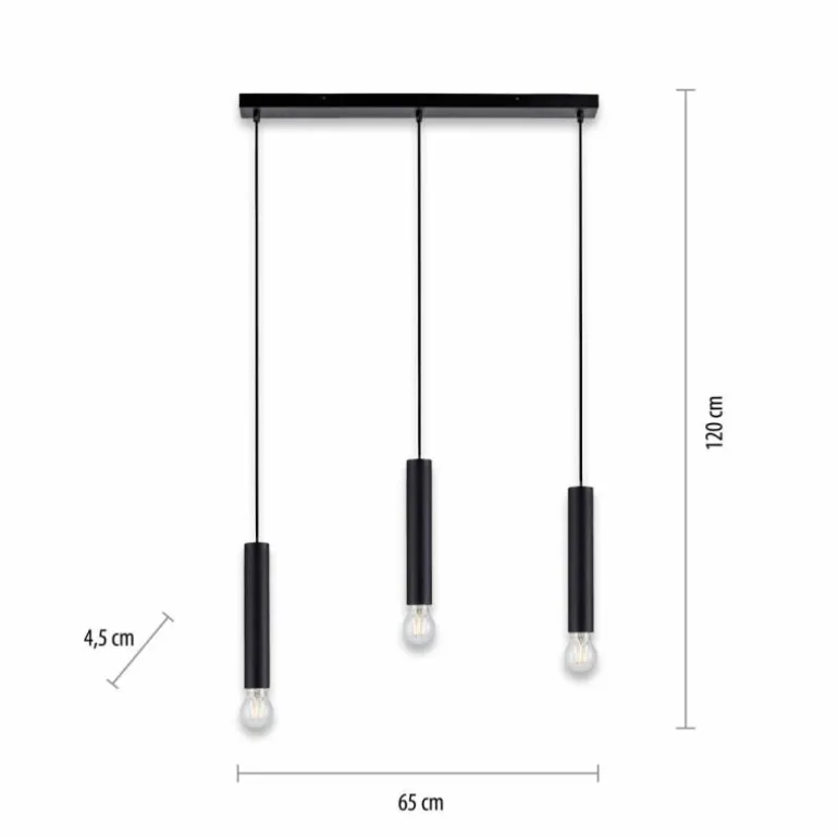 Suspension Leuchten-Direkt BRUNA Noir, 3 lumières