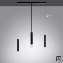 Suspension Leuchten-Direkt BRUNA Noir, 3 lumières