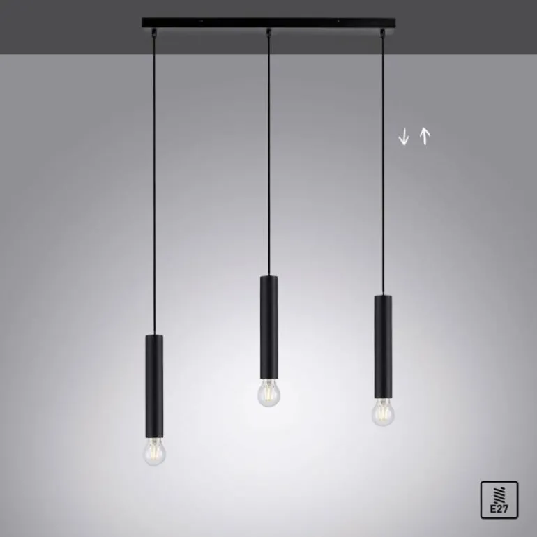 Suspension Leuchten-Direkt BRUNA Noir, 3 lumières