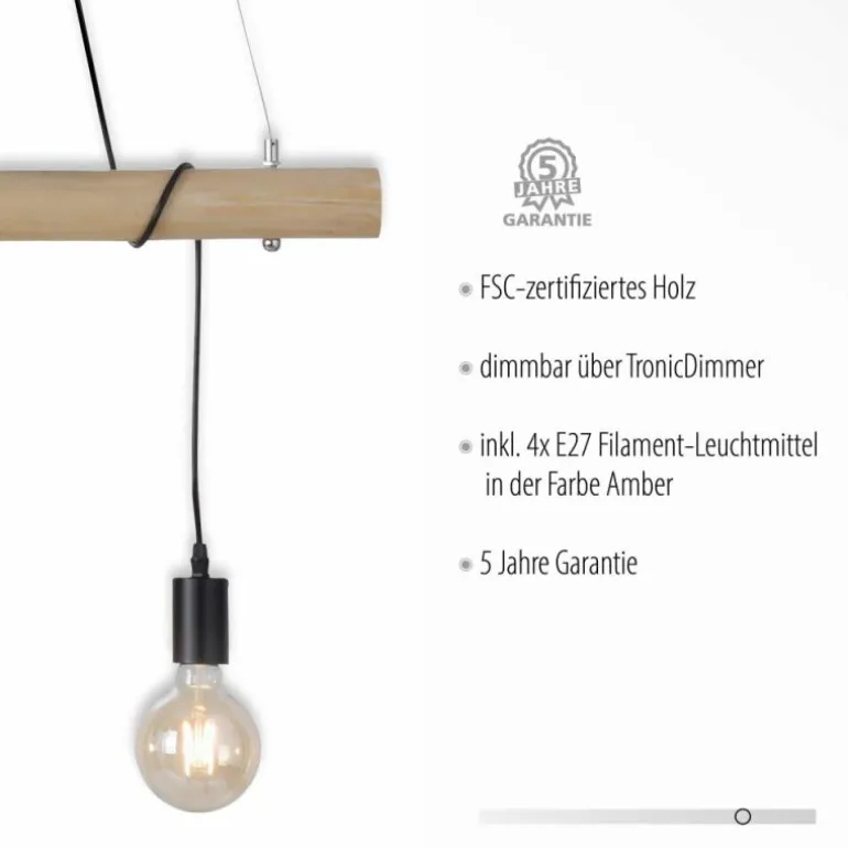 Suspension Leuchten-Direkt TERO LED Écru, Noir, 4 lumières