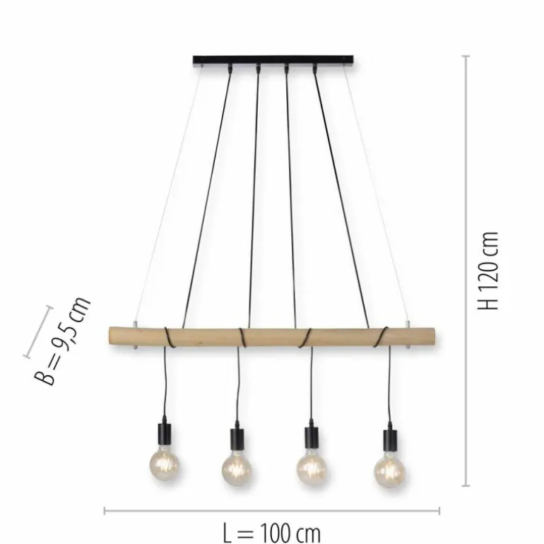 Suspension Leuchten-Direkt TERO LED Écru, Noir, 4 lumières
