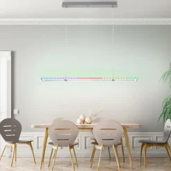 Suspension Leuchten-Direkt FELIX60 LED Acier brossé, 2 lumières, Télécommandes, Changeur de couleurs