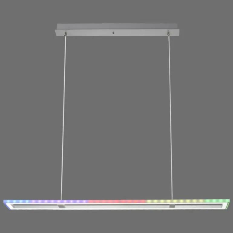 Suspension Leuchten-Direkt FELIX60 LED Acier brossé, 2 lumières, Télécommandes, Changeur de couleurs