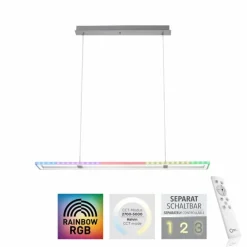 Suspension Leuchten-Direkt FELIX60 LED Acier brossé, 2 lumières, Télécommandes, Changeur de couleurs