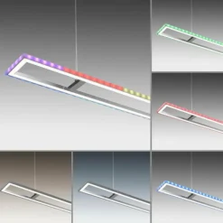 Suspension Leuchten-Direkt FELIX60 LED Acier brossé, 2 lumières, Télécommandes, Changeur de couleurs