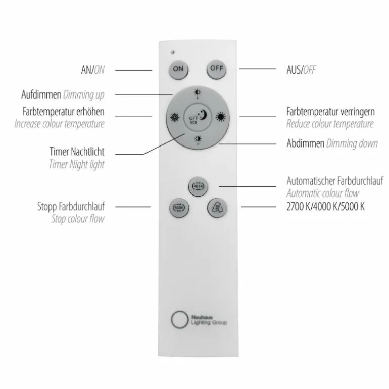 Suspension Leuchten-Direkt FELIX60 LED Acier brossé, 2 lumières, Télécommandes, Changeur de couleurs
