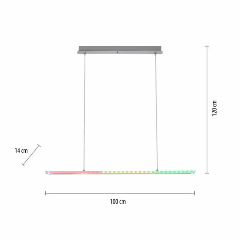 Suspension Leuchten-Direkt FELIX60 LED Acier brossé, 2 lumières, Télécommandes, Changeur de couleurs