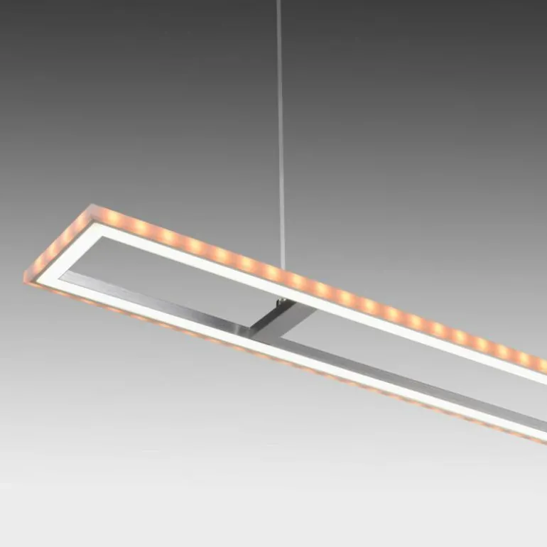 Suspension Leuchten-Direkt FELIX60 LED Acier brossé, 2 lumières, Télécommandes, Changeur de couleurs