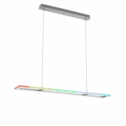 Suspension Leuchten-Direkt FELIX60 LED Acier brossé, 2 lumières, Télécommandes, Changeur de couleurs