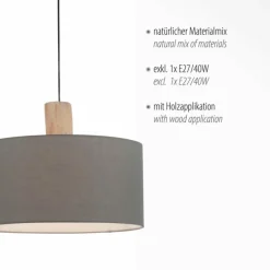 Suspension Leuchten-Direkt LINEN Écru, Noir, 1 lumière