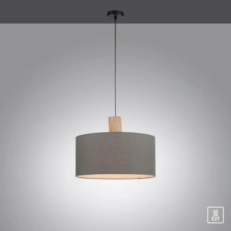 Suspension Leuchten-Direkt LINEN Écru, Noir, 1 lumière
