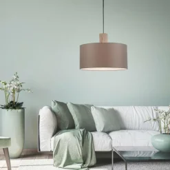 Suspension Leuchten-Direkt LINEN Écru, Noir, 1 lumière