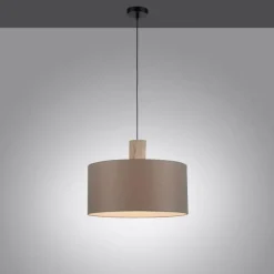 Suspension Leuchten-Direkt LINEN Écru, Noir, 1 lumière
