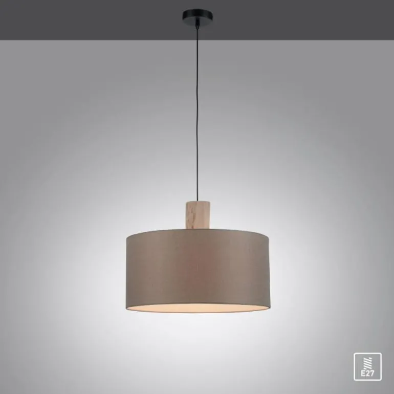 Suspension Leuchten-Direkt LINEN Écru, Noir, 1 lumière
