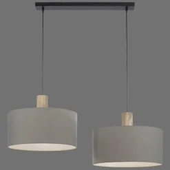 Suspension Leuchten-Direkt LINEN Écru, Noir, 2 lumières