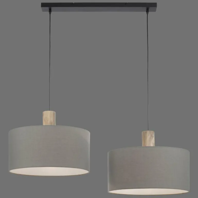 Suspension Leuchten-Direkt LINEN Écru, Noir, 2 lumières