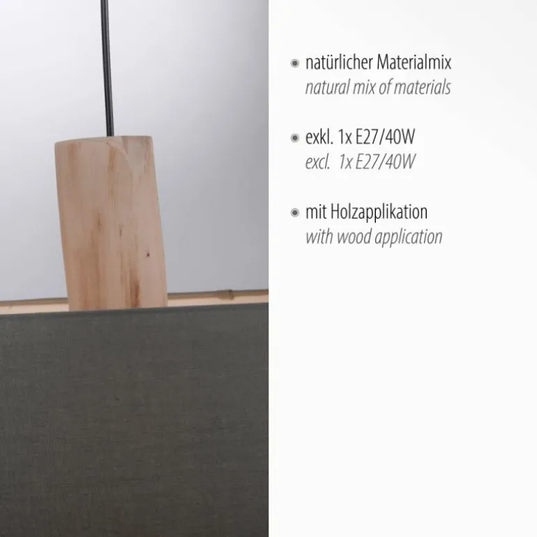 Suspension Leuchten-Direkt LINEN Écru, Noir, 2 lumières