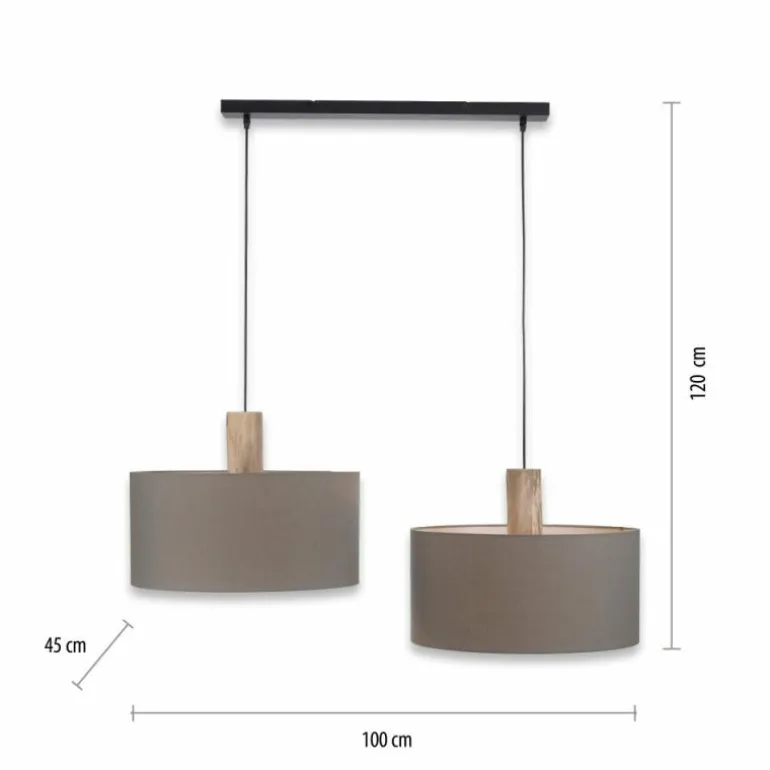 Suspension Leuchten-Direkt LINEN Écru, Noir, 2 lumières