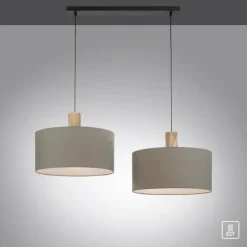 Suspension Leuchten-Direkt LINEN Écru, Noir, 2 lumières