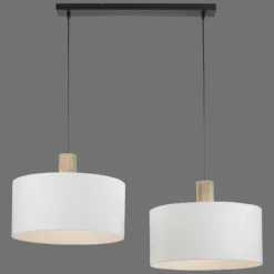 Suspension Leuchten-Direkt LINEN Écru, Noir, 2 lumières